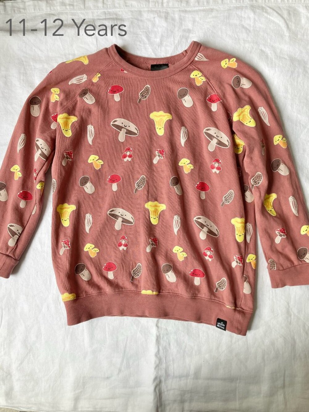 Whistle & Flute 11-12 Years Kid Mushroom Pattern Pink Crewneck Sweatshirt Fall